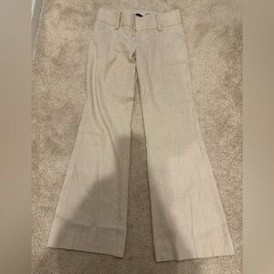 Alice & Olivia Taupe/Gold Linen blend trouser pants 8